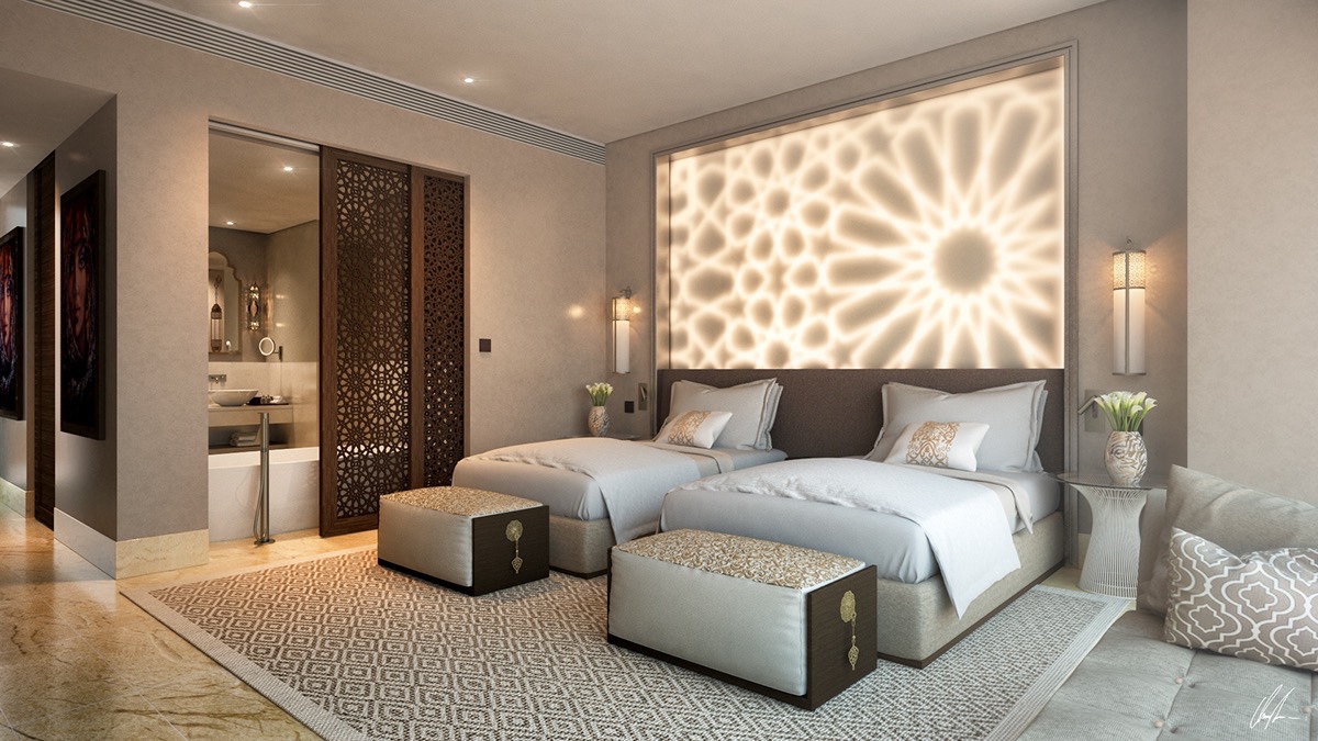 Mẫu thiết kế phòng ngủ 2 giường cho không gian khách sạn